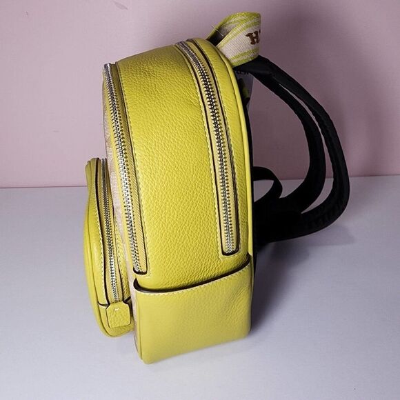 NWT Coach CJ594 Mini Court Backpack Signature Canvas Light Khaki Key Lime - Picture 4 of 8